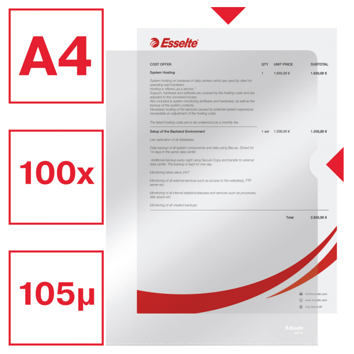 FOLIE PROTECTIE A4 CRISTAL 105 MICRONI 100/TOP DESCHIDERE L ESSELTE [2]