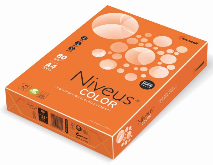 HARTIE COPIATOR A4 PORTOCALIU INTENS 80G 500/TOP OR43 NIVEUS [1]