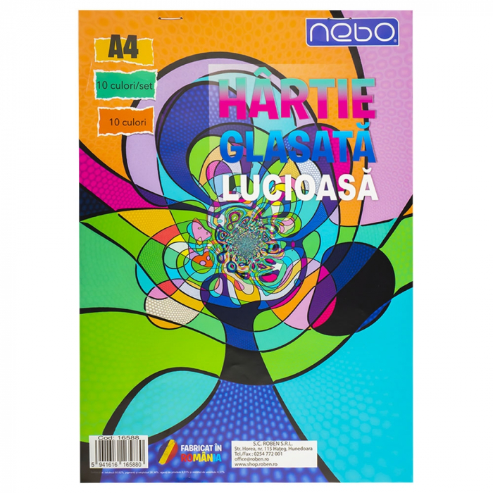 Hartie glasata A4, Lucioasa, 10 culori/set - NEBO [5]