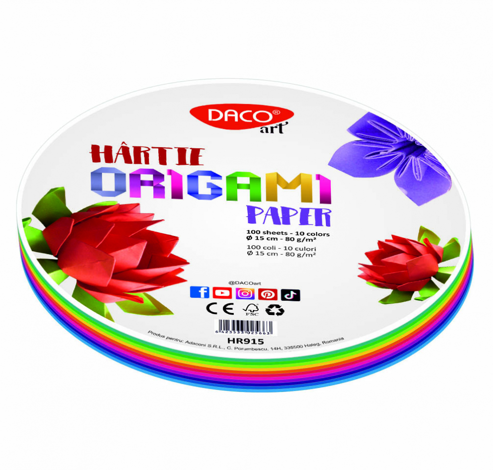 HARTIE ORIGAMI ROTUNDA 15CM  100/SET DACO HR915 [1]