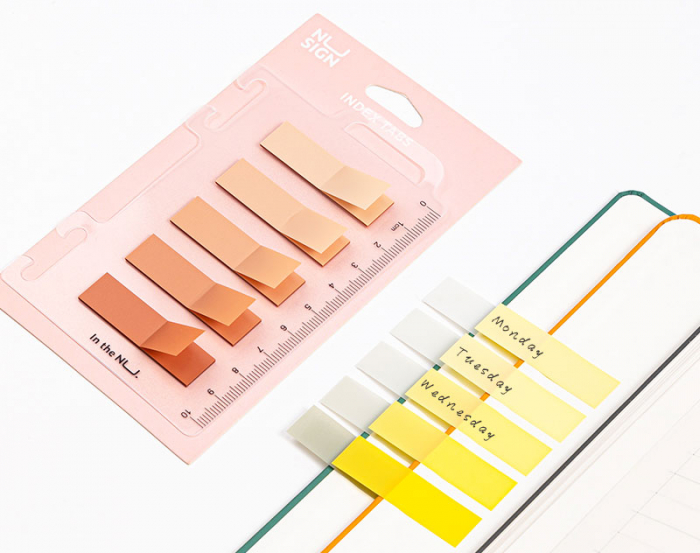 INDEX ADEZIV PLASTIC 12*44MM 5 CULORI VERDE 20 FILE RIGLA NUSIGN DELI [3]