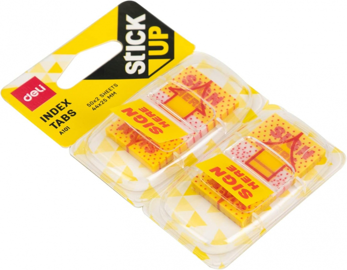 INDEX ADEZIV PLASTIC 25*44MM "SEMNEAZA AICI" 2*50 FILE DELI [2]