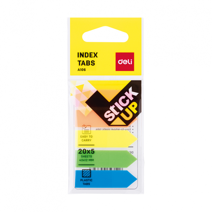 INDEX ADEZIV PLASTIC SAGEATA 12*43MM 5 CULORI 20 FILE DELI [1]