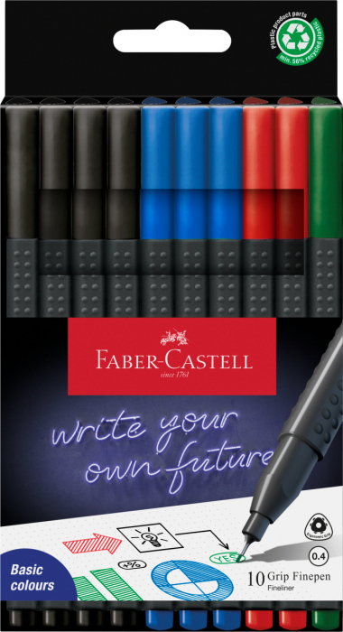 LINER 0.4MM SET 10 OFFICE A,N,R,V GRIP FABER-CASTELL [1]