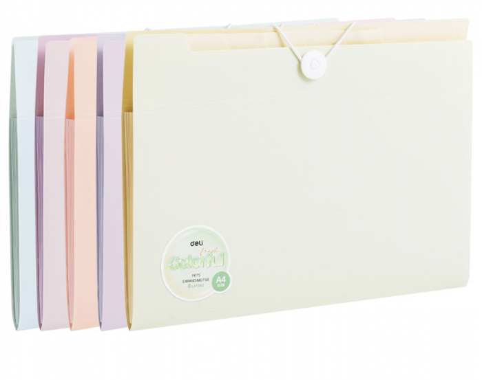 MAPA PLASTIC CU ELASTIC 7 SEPARATOARE DIVERSE CULORI MACARONS DELI [1]
