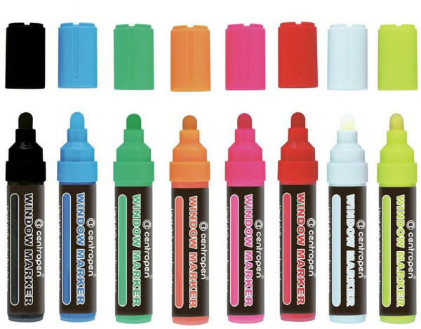 MARKER CRETA LICHIDA ALBASTRU 2-15MM VARF ROTUND 9121 CENTROPEN [2]