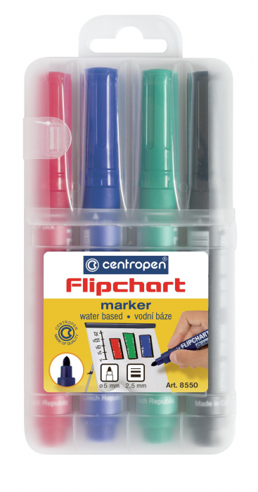 MARKER FLIPCHART 4/SET 2.5MM 8550 CENTROPEN [1]