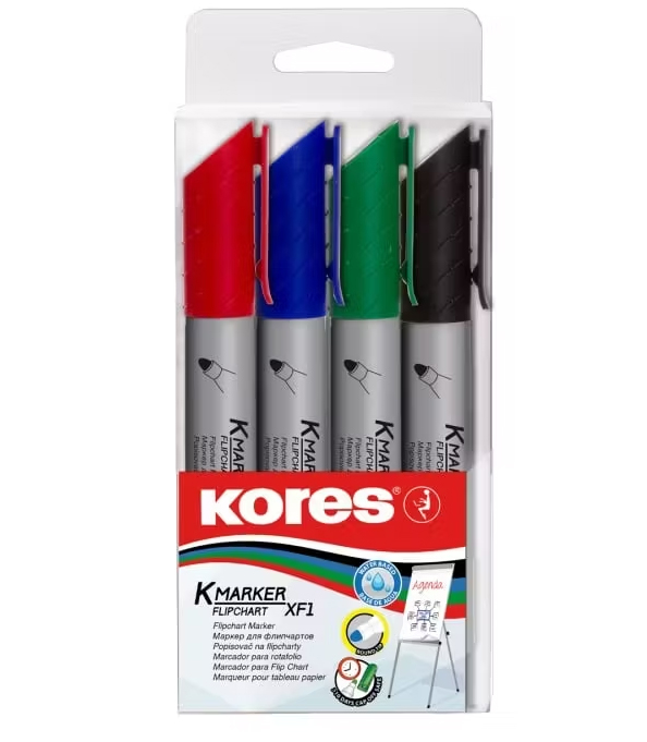 MARKER FLIPCHART 4/SET 3MM ECO KORES [1]
