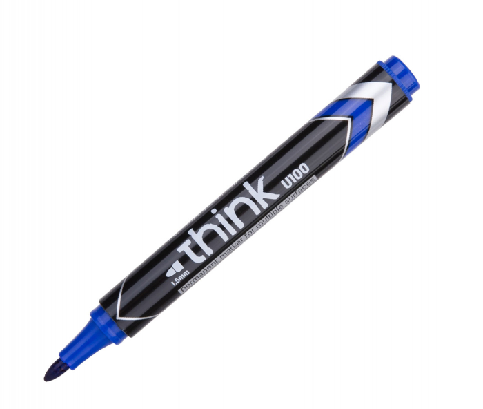 MARKER PERMANENT ALBASTRU VARF ROTUND 1.5MM DELI [2]