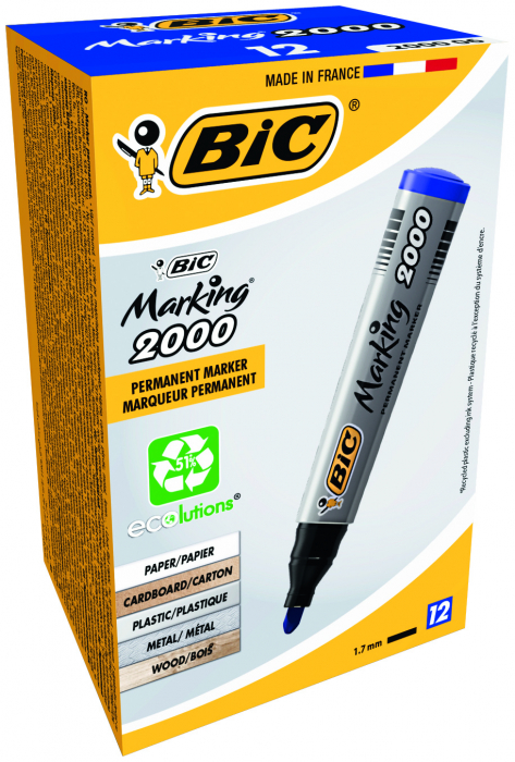 MARKER PERMANENT ALBASTRU VARF ROTUND 2000 BIC [4]
