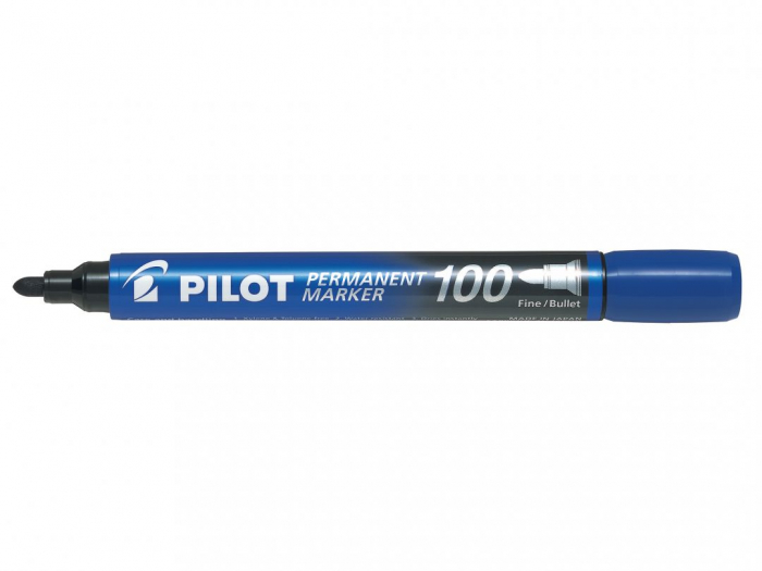 MARKER PERMANENT ALBASTRU VARF ROTUND 3MM 100 PILOT [1]
