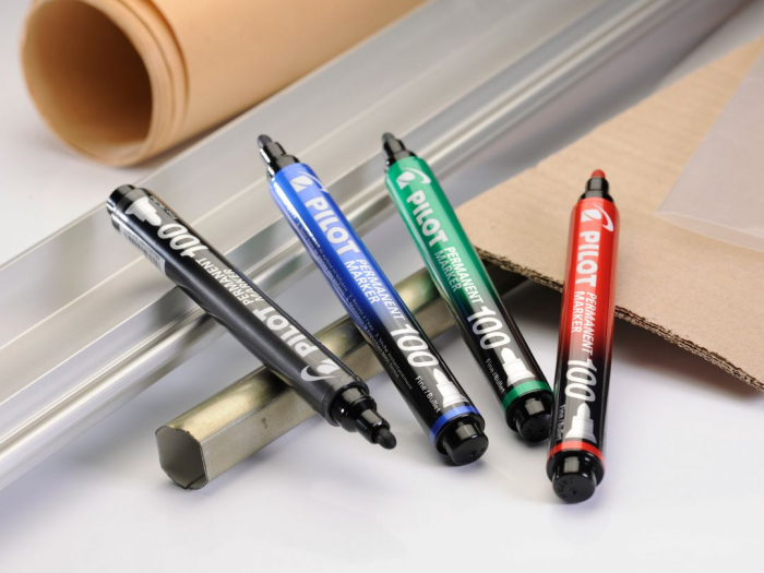 MARKER PERMANENT ALBASTRU VARF ROTUND 3MM 100 PILOT [4]