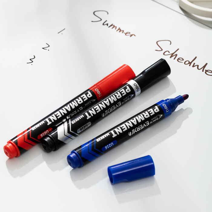 MARKER PERMANENT NEGRU VARF ROTUND 2.5MM DELI [4]