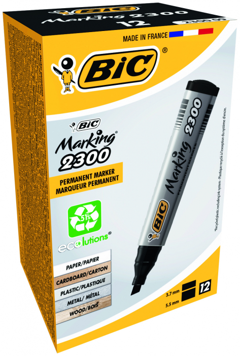 MARKER PERMANENT NEGRU VARF TESIT 2300 BIC [3]