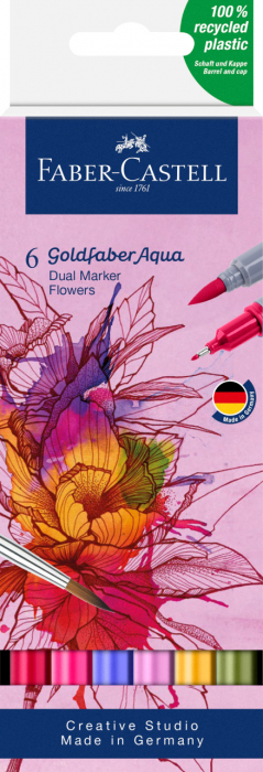 MARKER SOLUBIL 2 CAPETE SET 6 BUC FLORI GOLDFABER FABER-CASTELL [1]
