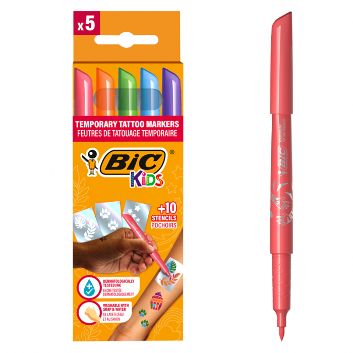 MARKER TATTOO KIDS SET 5 MARKERE + 10 SABLOANE BIC [3]