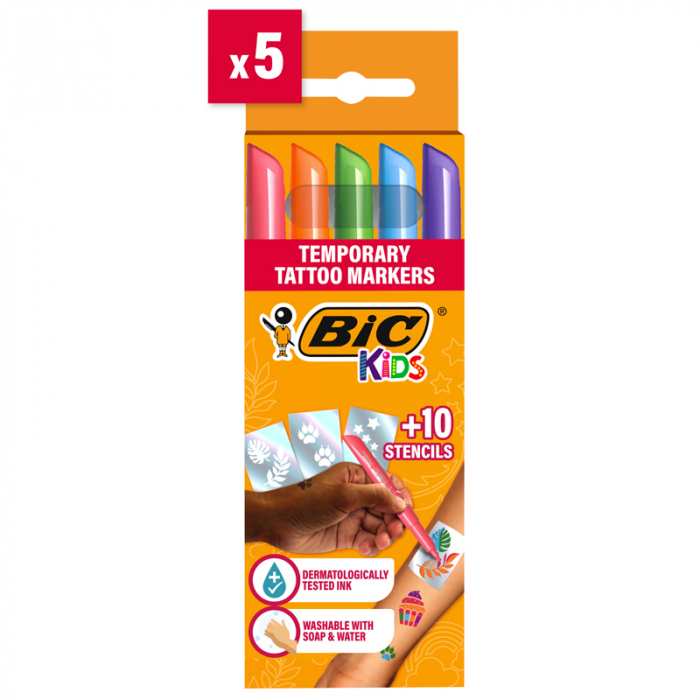 MARKER TATTOO KIDS SET 5 MARKERE + 10 SABLOANE BIC [1]
