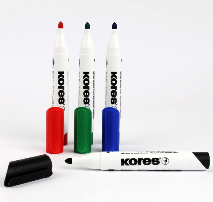 MARKER WHITEBOARD 4/SET 3MM + BURETE MAGNETIC KORES [3]