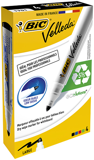 MARKER WHITEBOARD 4/SET VELLEDA VARF ROTUND 1701 BIC [1]