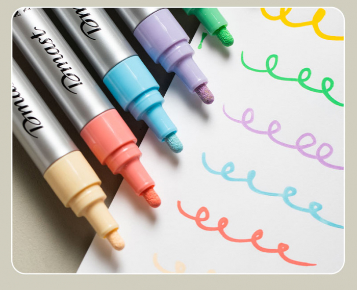 MARKERE ACRILICE 2MM CULORI METALIZATE PASTEL SET 6 BUCATI DMAST BY PEBEO [3]