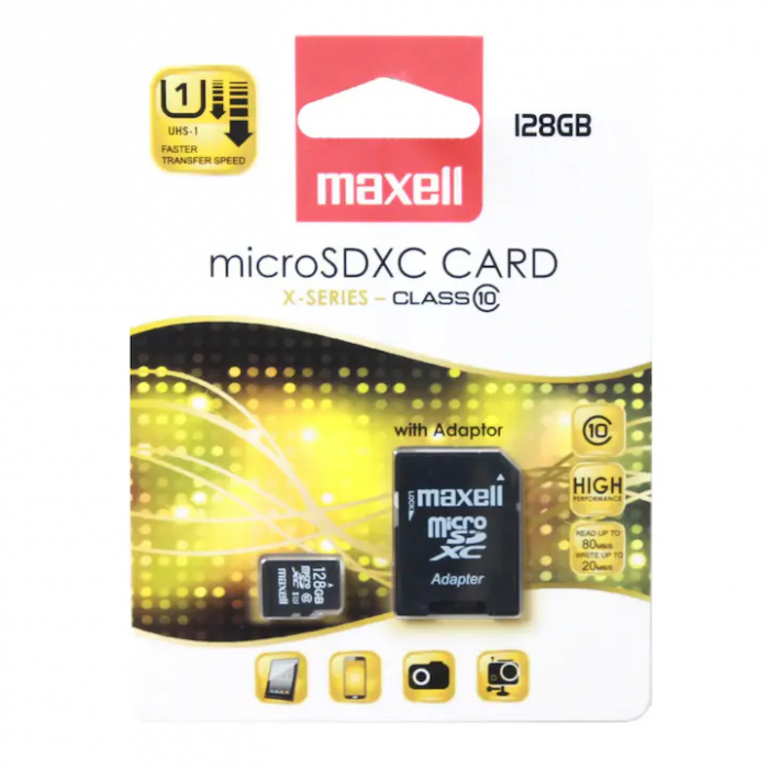 MEMORIE MICRO SDXC 128GB CLS10 UHS-1 CU ADAPTOR MAXELL [1]