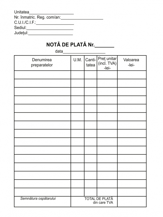 Nota de plata ospatar, autocopiativa, A6, 2 ex.(2 x 50 seturi) [1]