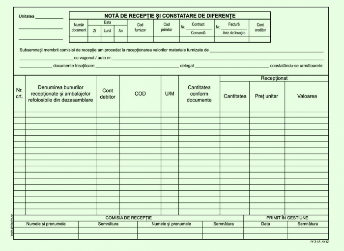 Nota de intrare-receptie fara TVA, autocopiativa, A4, 2 ex.(2 x 50 seturi) - personalizat [2]