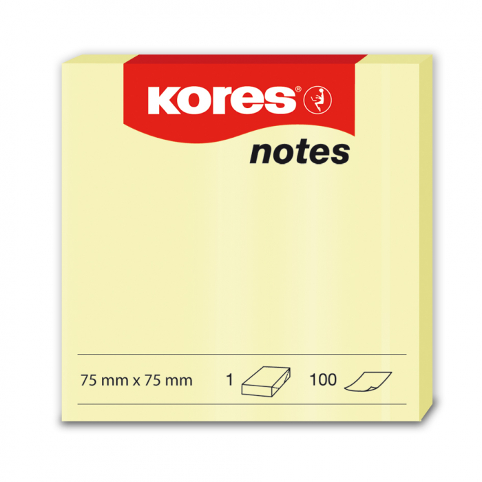 NOTES ADEZIV 75*75MM GALBEN PAL 100 FILE KORES [1]