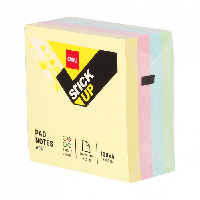 NOTES ADEZIV 76*76MM 4 CULORI PASTEL 400 FILE DELI [2]