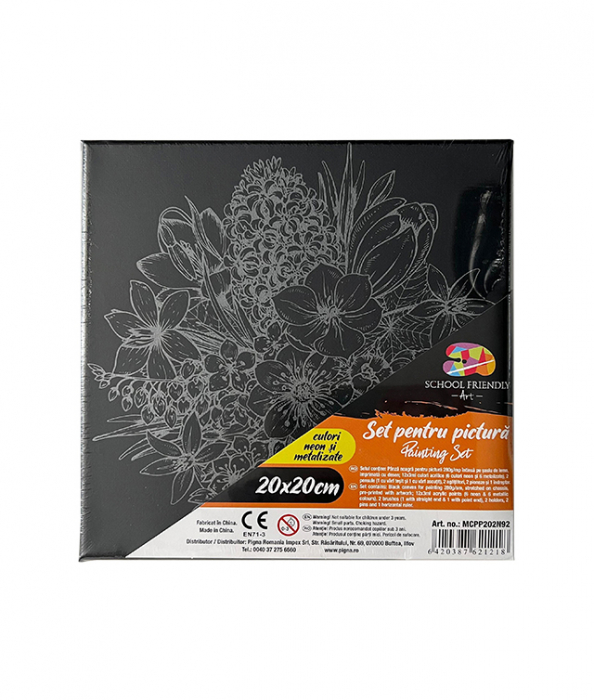 PANZA PREDESENATA PE SASIU NEAGRA 20*20CM FLORI SF ART PIGNA [1]