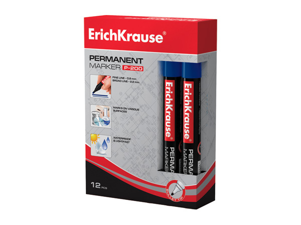 Permanent marker albastru, vf. rotund P-200, EK 4778 [2]