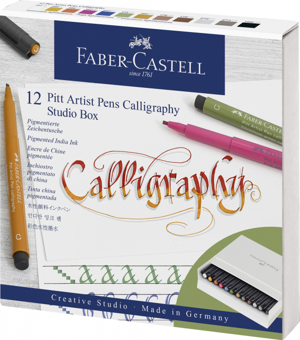 PITT ARTIST PEN CALIGRAFIC CUTIE STUDIO 12 BUC FABER-CASTELL [1]