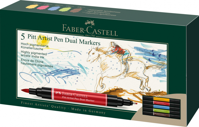 PITT ARTIST PEN DUAL MARKER SET 5 BUC FABER-CASTELL [1]