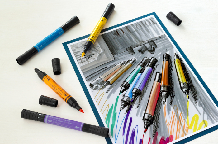 PITT ARTIST PEN DUAL MARKER SET 5 BUC FLOWERS FABER-CASTELL [5]