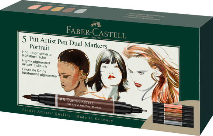 PITT ARTIST PEN DUAL MARKER SET 5 BUC PORTRET FABER-CASTELL [1]
