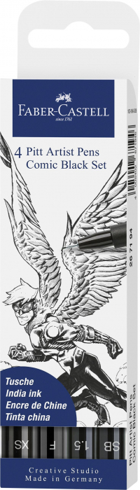 PITT ARTIST PEN SET 4 COMIC NEGRU FABER-CASTELL [1]