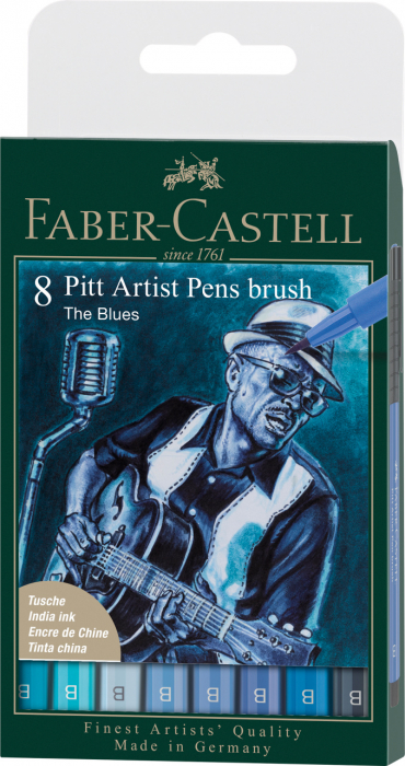 PITT ARTIST PEN SET 8 BUC ALBASTRU 2022 FABER-CASTELL [1]