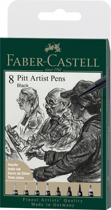 PITT ARTIST PEN SET 8 BUC NEGRU 2022 FABER-CASTELL [1]