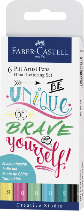 PITT ARTIST PEN SET CALIGRAFIC 6 BUC PASTEL FABER-CASTELL [1]