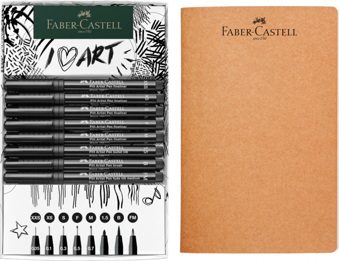 PITT ARTIST PEN SET SKETCHING 8 BUCATI + SKETCHBOOK FABER-CASTELL [3]