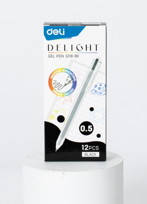 PIX CU GEL CU MECANISM 0.5MM NEGRU DELIGHT DELI [2]