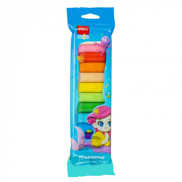 PLASTILINA 12 CULORI 200G POLYBAG DELI [1]