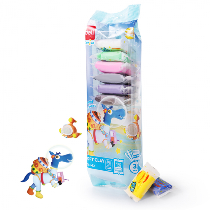 PLASTILINA SOFT CLAY 12 CULORI 72G DELI [1]