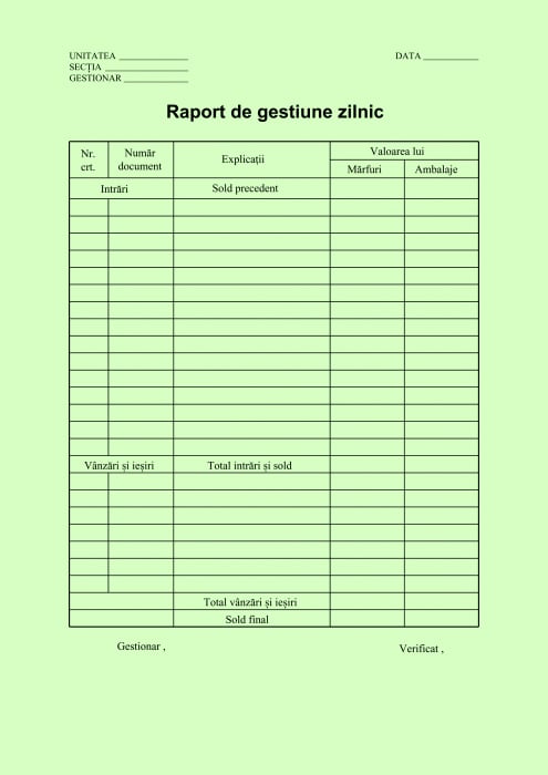 Raport gestiune zilnic A4, autocopiativ , 2 ex.(2 x 50 seturi) [2]