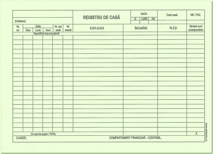 Registru casa orizontal A4, autocopiativ, 2 ex.(2 x 50 seturi) [2]