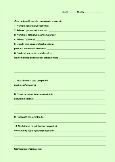Registru de sesizari si reclamatii A4 , 3 ex.(3 x 50 seturi) [3]