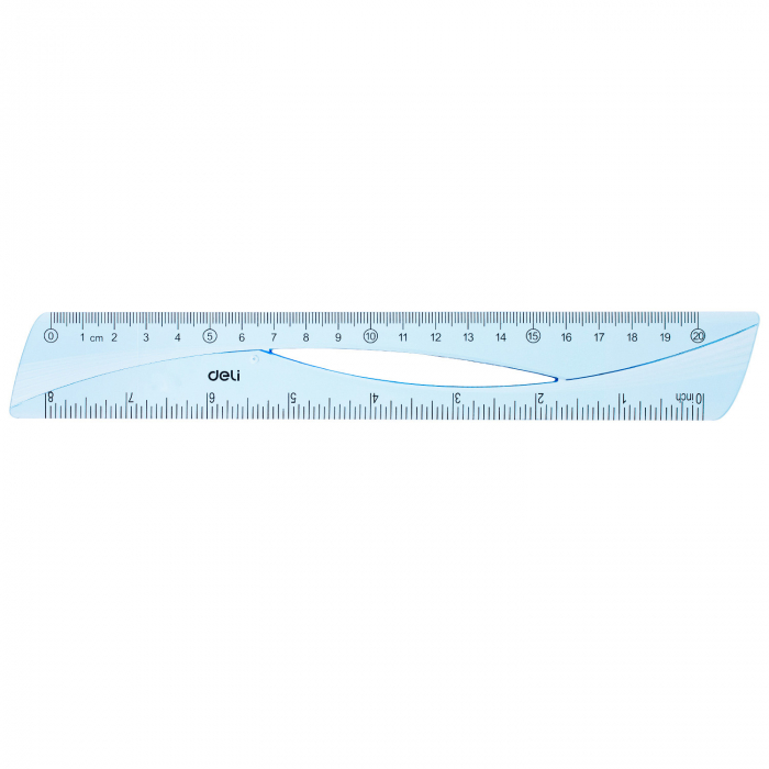 RIGLA 20CM ALBASTRA TRANSPARENTA DELI [1]