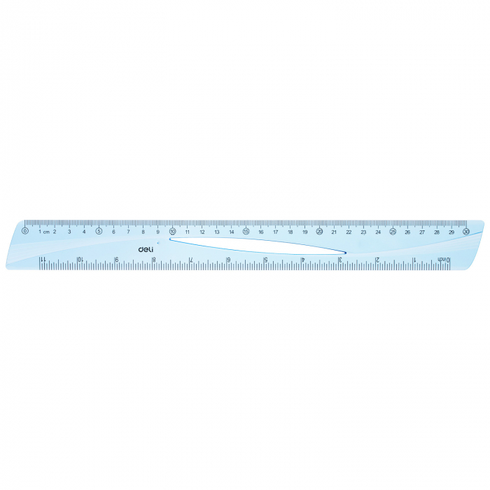 RIGLA 30CM ALBASTRA TRANSPARENTA DELI [1]
