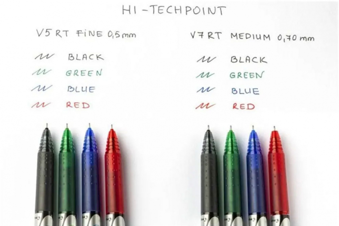ROLLER 0.5MM V5 ALBASTRU HI-TECPOINT RETRACTABIL PILOT [2]