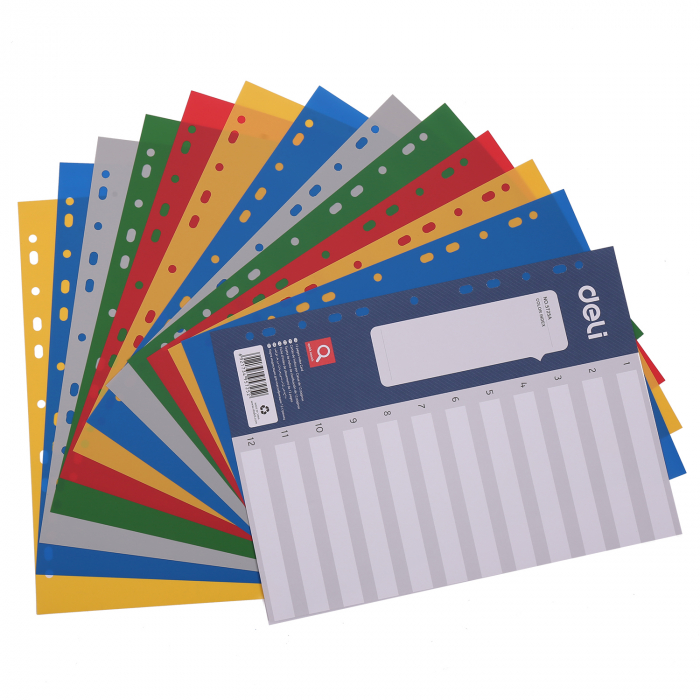 SEPARATOARE INDEX PLASTIC 1-12 COLOR DELI [2]